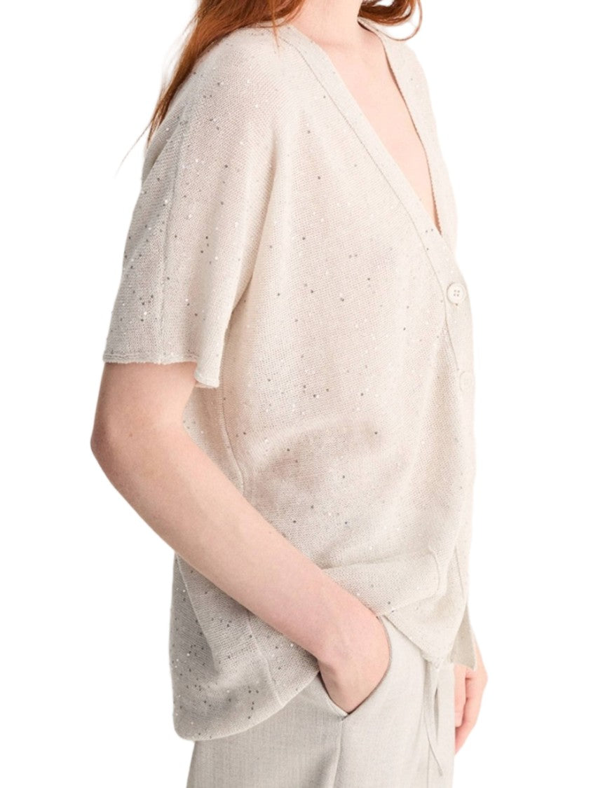 Biancalancia Relaxed-Fit V-Neck Textured Cardigan