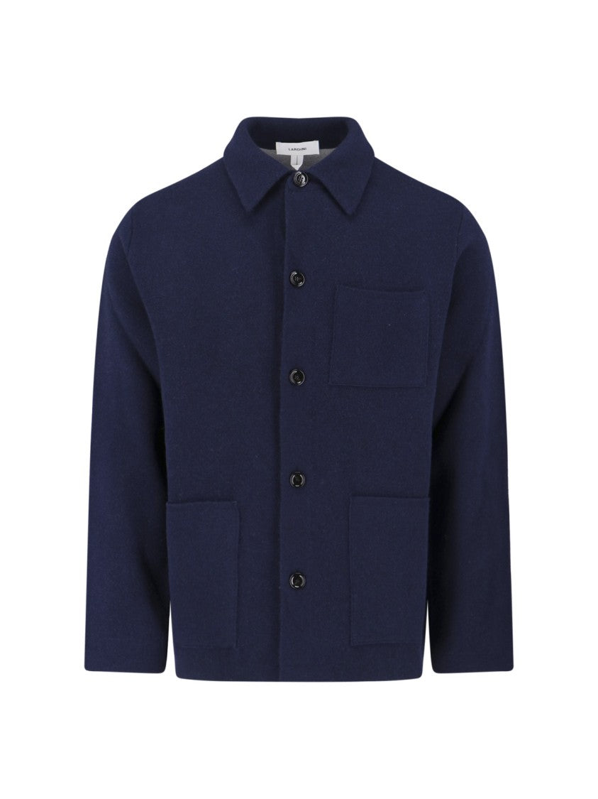 Lardini Wool Jacket – Navy Blue