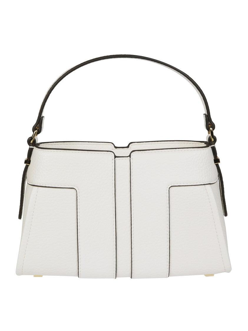 Elisabetta Franchi Structured White Handbag With Gold-Tone Accents