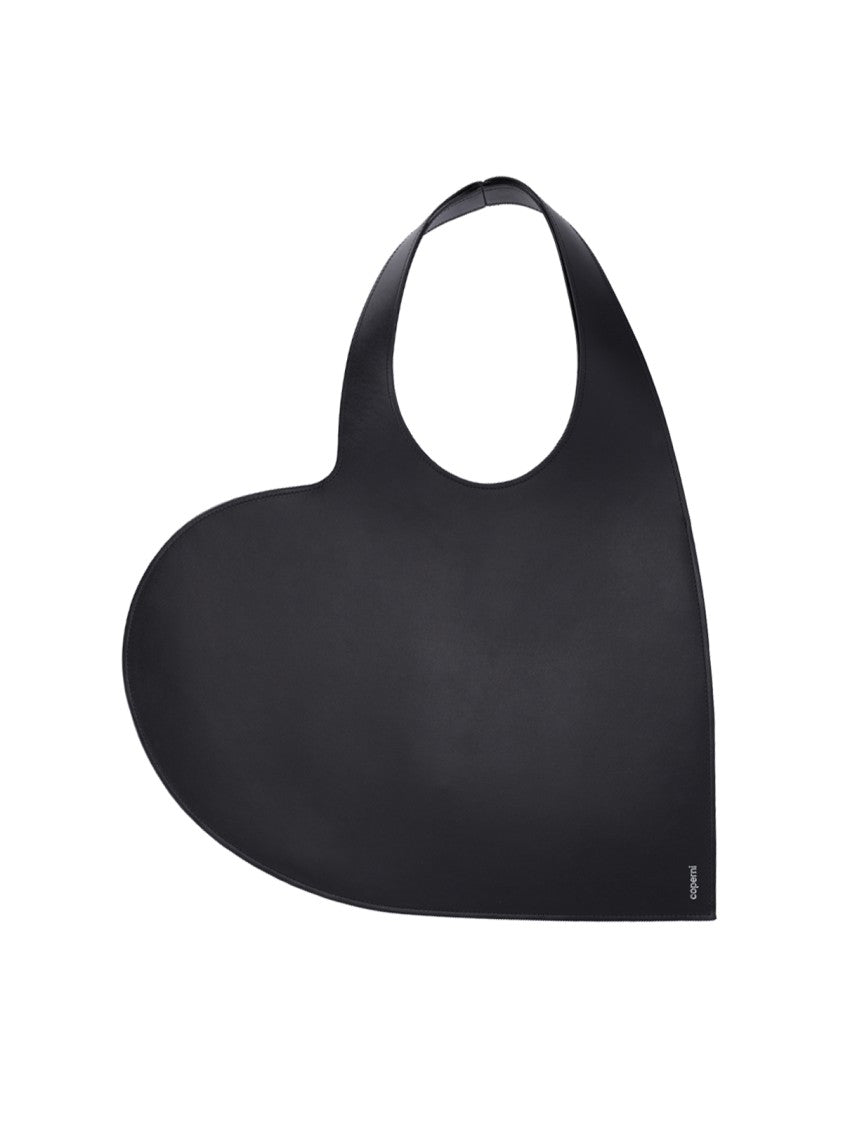 Coperni Black Leather Heart Tote Bag