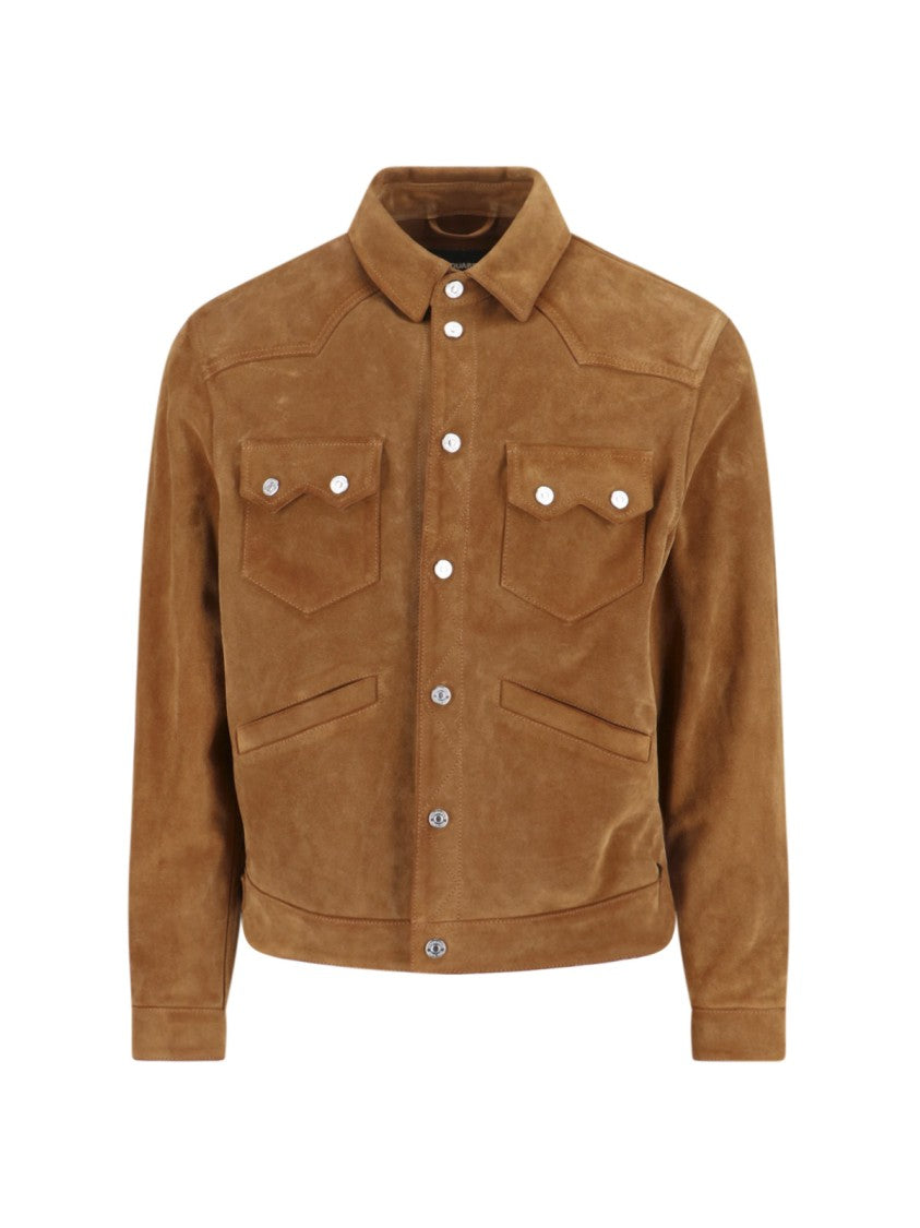 Dsquared2 Structured Brown Jacket With Front Zipper