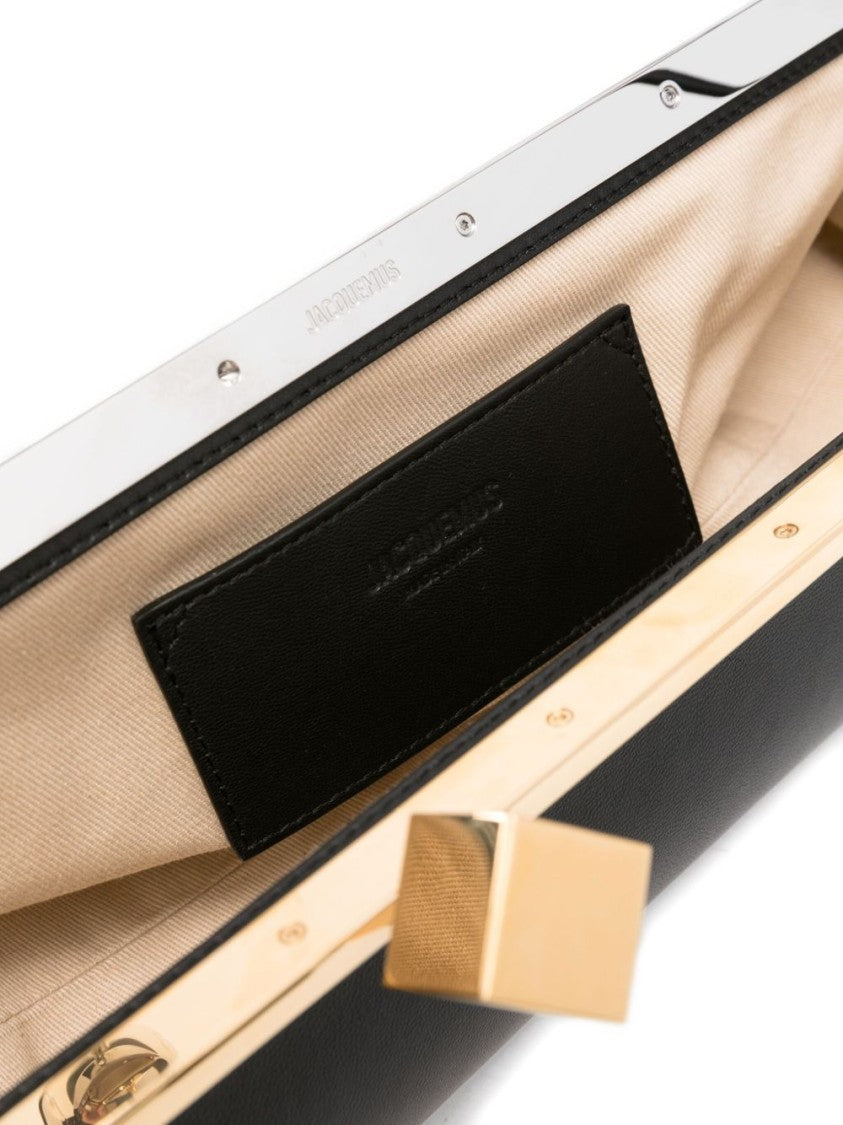 Jacquemus Black Structured Clasp Closure Shoulder Bag