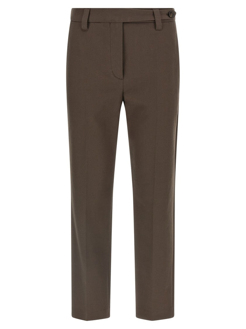 Brunello Cucinelli Micro-Striped Cotton Trousers With Refined Pleat Details