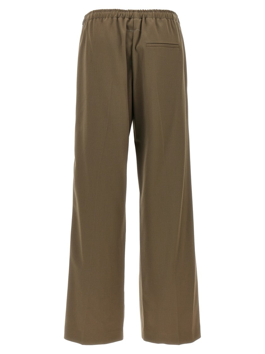 Mm6 By Maison Margiela Brown Satin Band Pants With Contrast Detailing