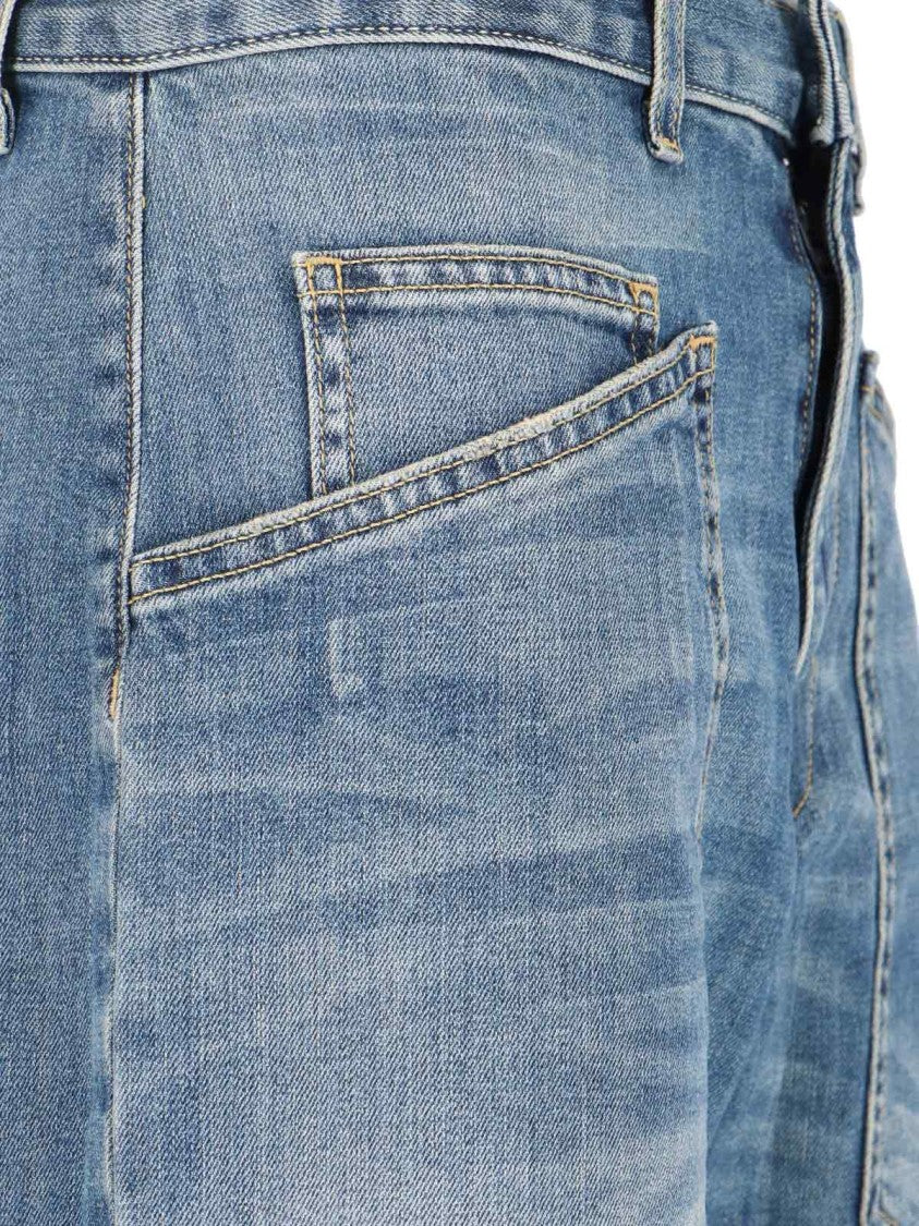 Nili Lotan Blue Shon Cotton Denim Rounded-Leg Jeans