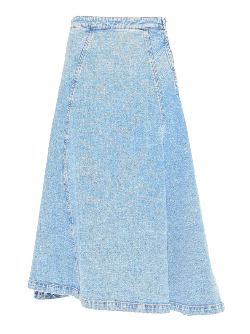 Fabiana Filippi Marbled Denim Midi Skirt With Flared Silhouette