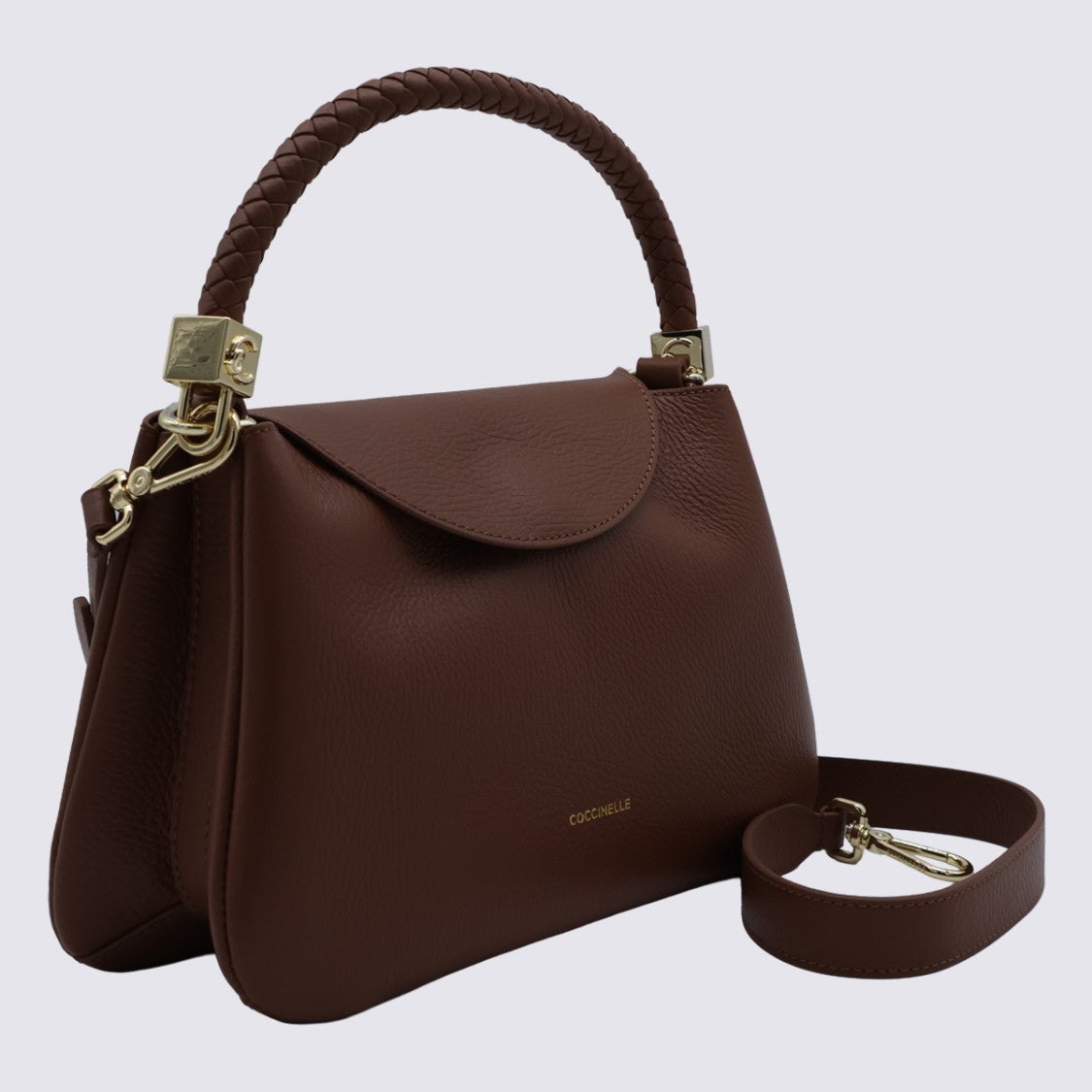 Coccinelle Structured Handbag With Rounded Flap And Braided Handle