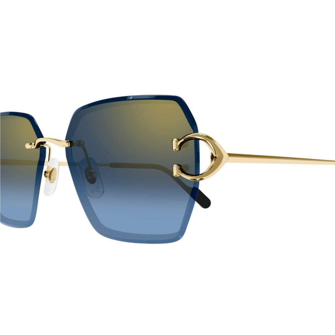 Cartier Gradient Tint Oversized Square Sunglasses With Gold Accents