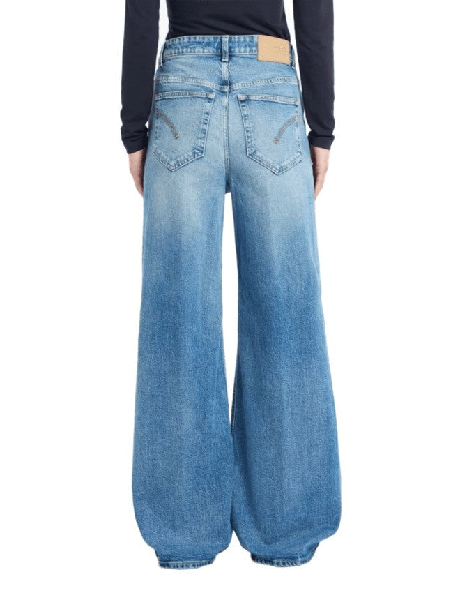Dondup Wide-Leg Vintage Wash Jeans In Recycled Stretch Denim