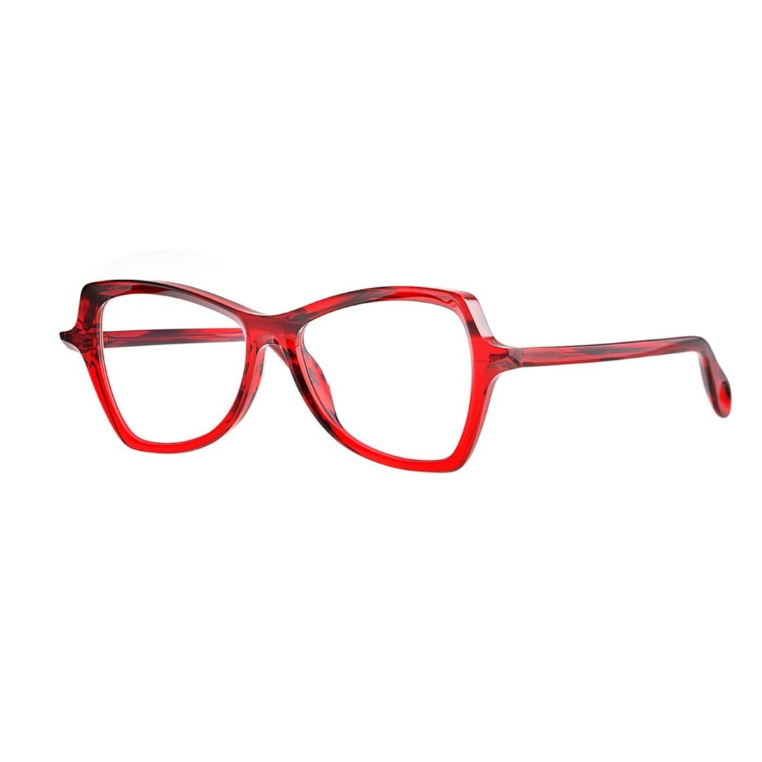 Theo Bedtime 006 Red Lined+Transparent Red Bold Transparent Red Cat-Eye Eyewear
