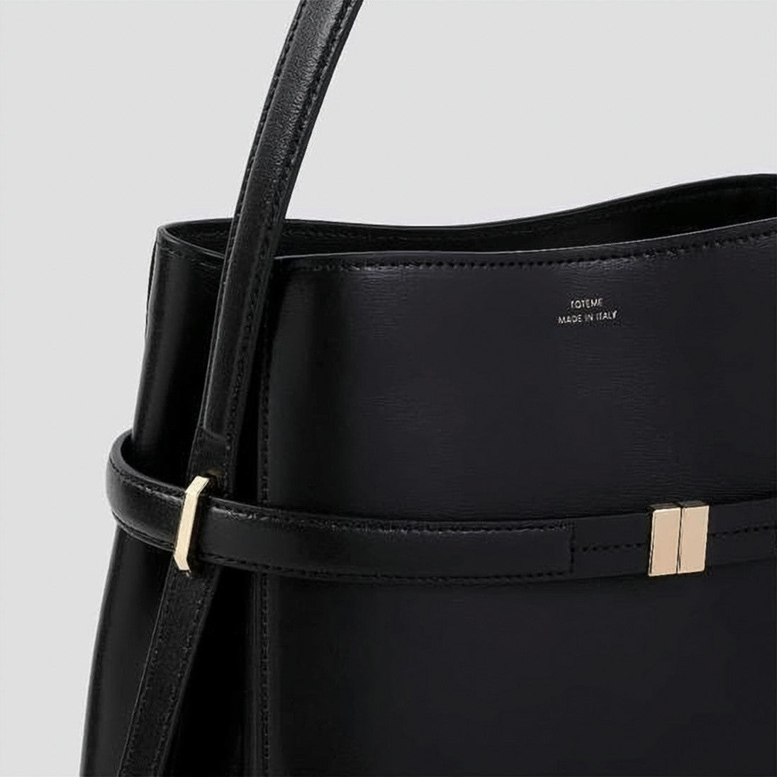 Totême Structured Black Cow Leather Shoulder Bag