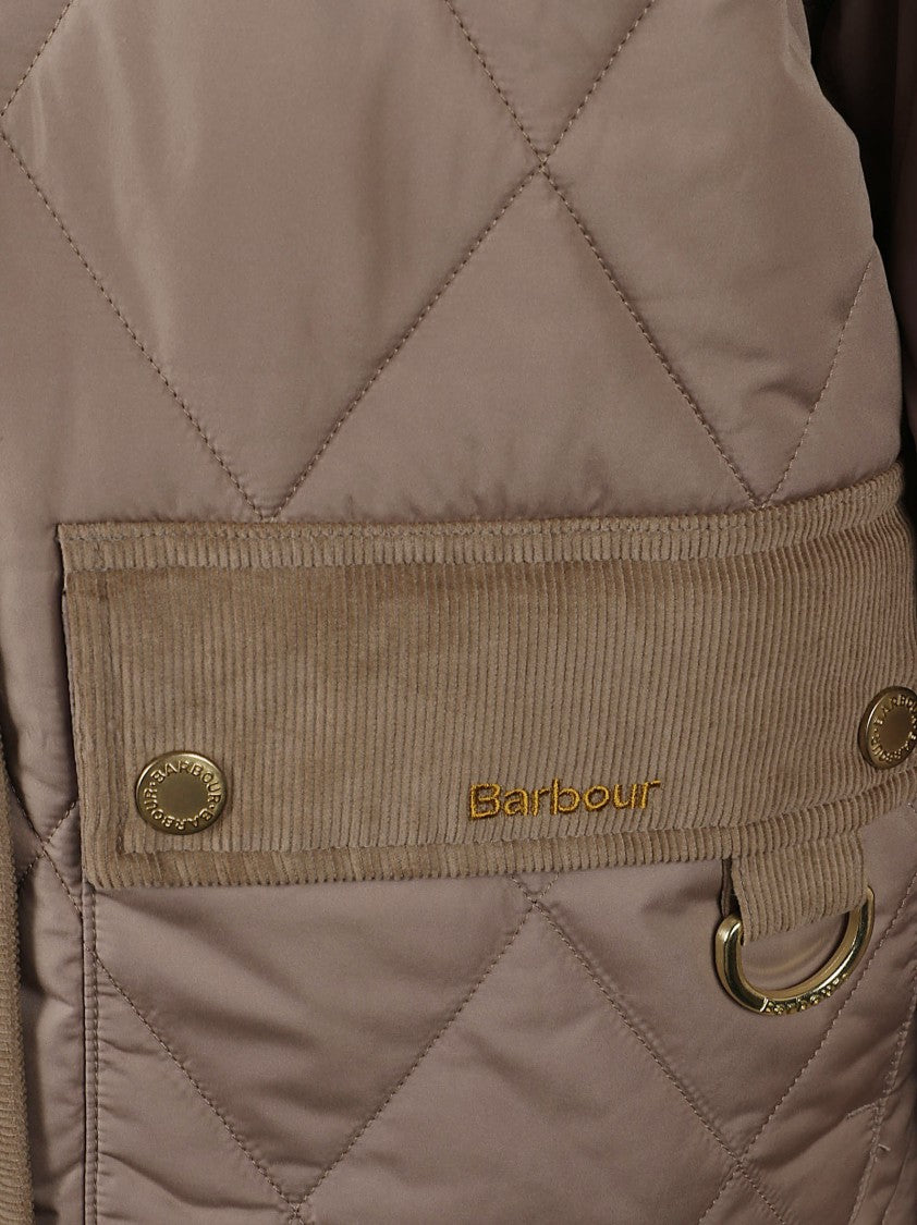 Barbour Diamond-Quilted Jacket With Corduroy Collar And Boxy Silhouette