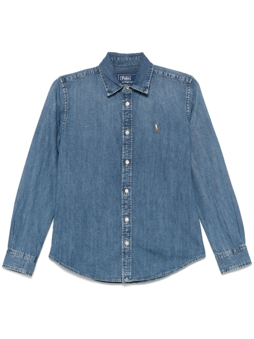 Polo Ralph Lauren Medium Blue Wash Long-Sleeve Button-Front Shirt