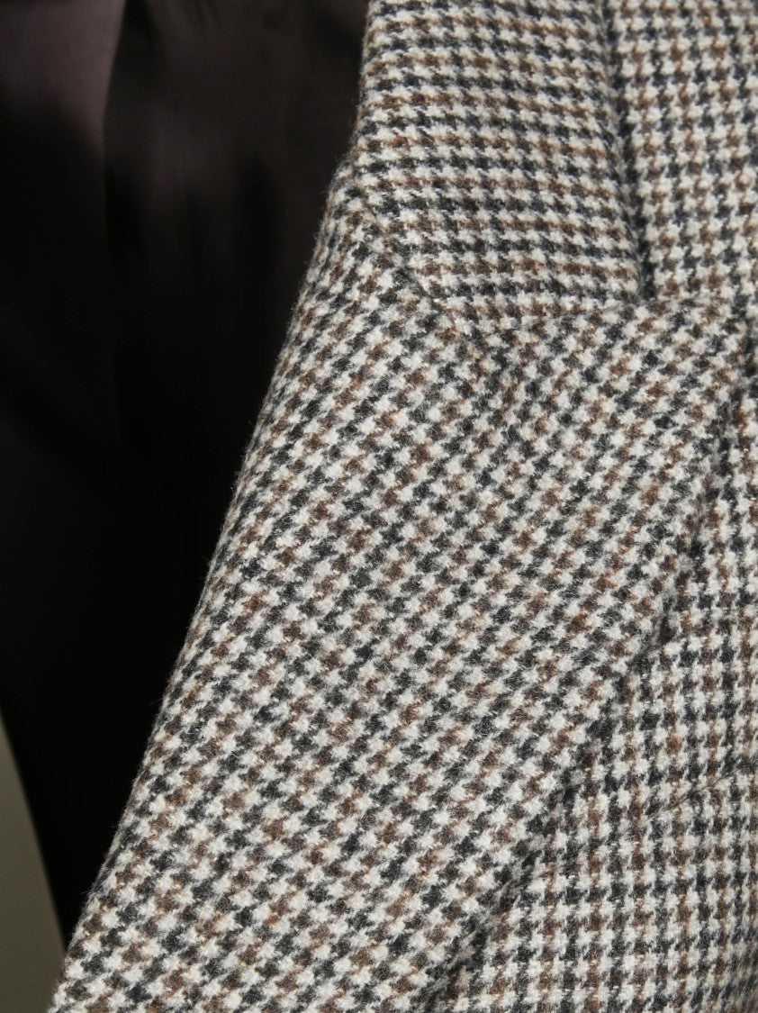 Parosh Double-Breasted Houndstooth Jacket With Structured Silhouette