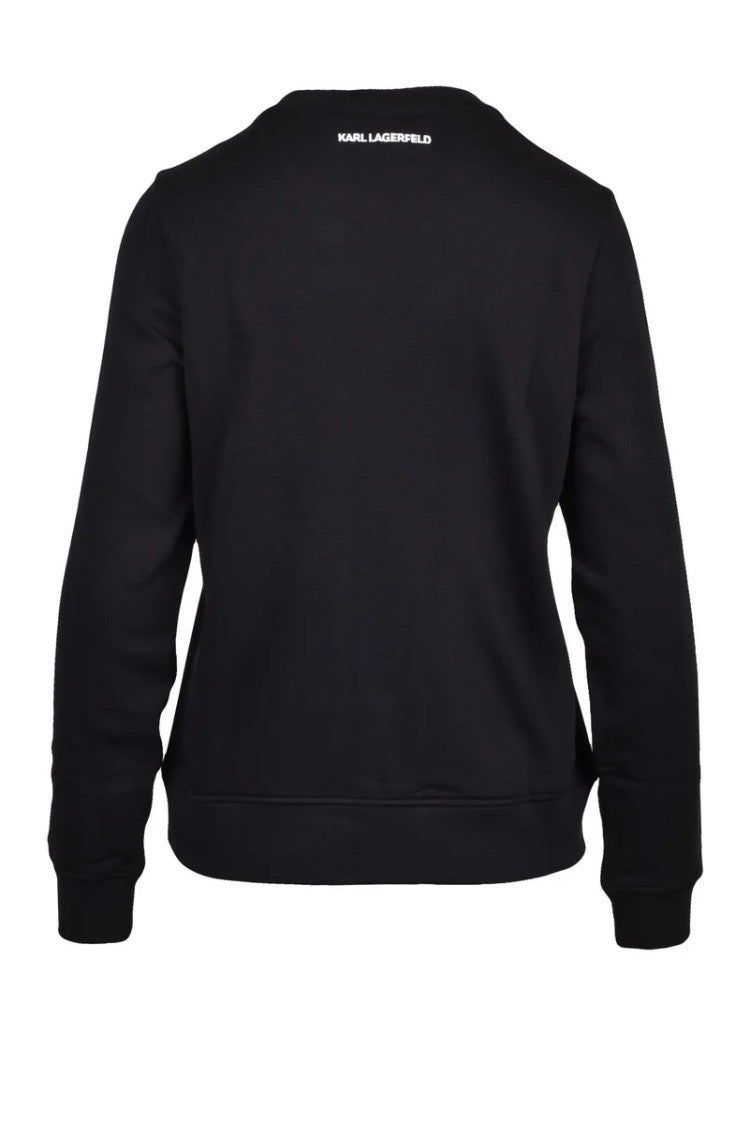 Karl Lagerfeld Black Cotton Recycled Polyester Men's Crewneck Sweatshirt