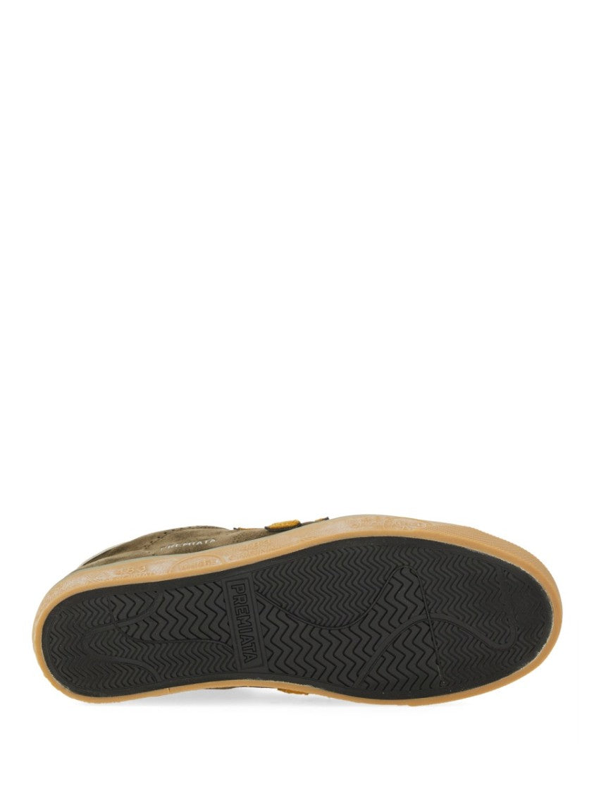 Premiata Low-Top Sneakers In Soft Olive Calf Leather