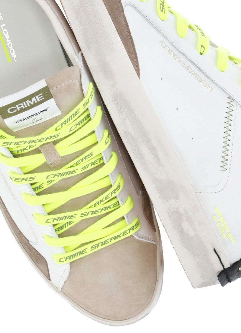 Crime London Ivory Distressed Lo Suede Sneakers