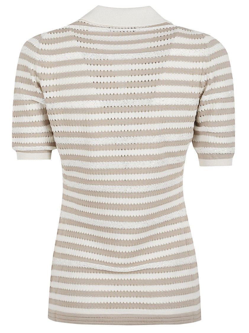 Fabiana Filippi Short-Sleeve Knit Top With V-Neckline