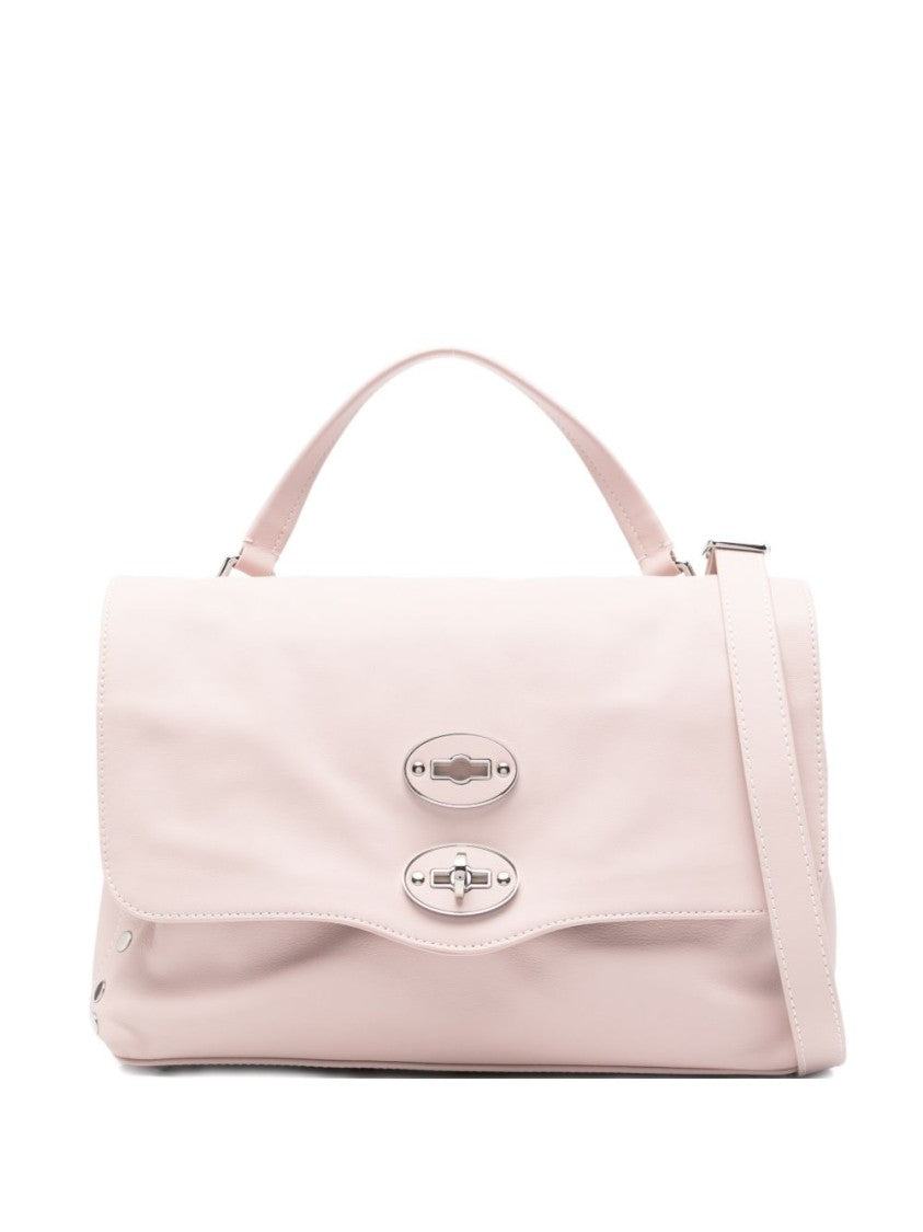 Zanellato Pink Calf Leather Shoulder Bag With Double Turn-Lock Closure