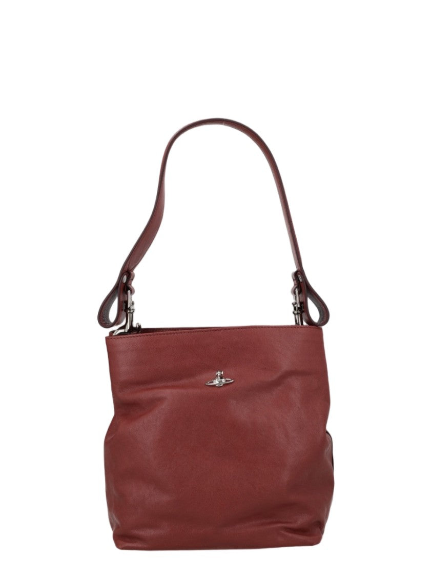 Vivienne Westwood Brown Calf Leather Minimalist Shoulder Bag