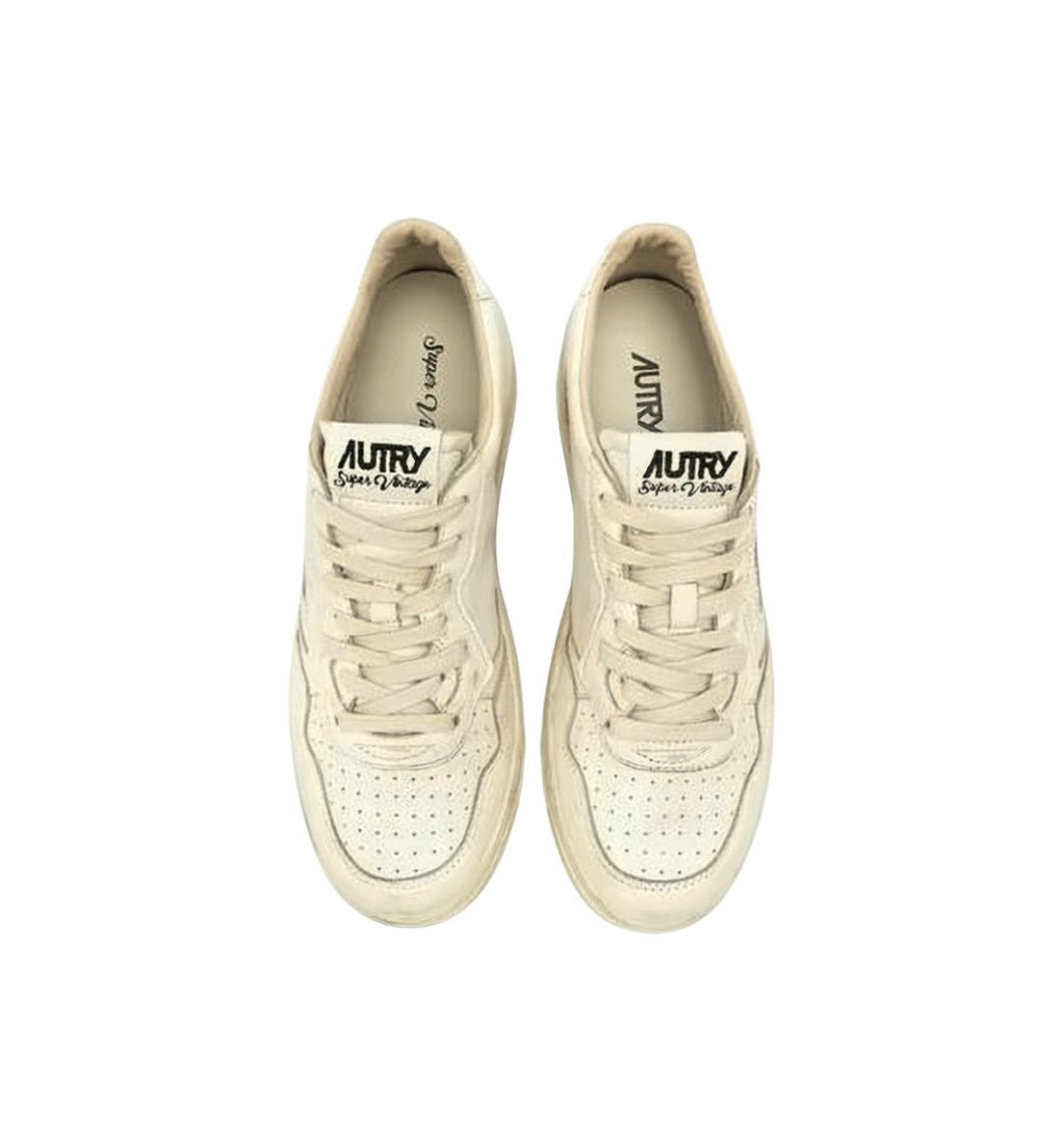 Autry Vintage-Inspired Off-White Sneakers With Distressed Finish