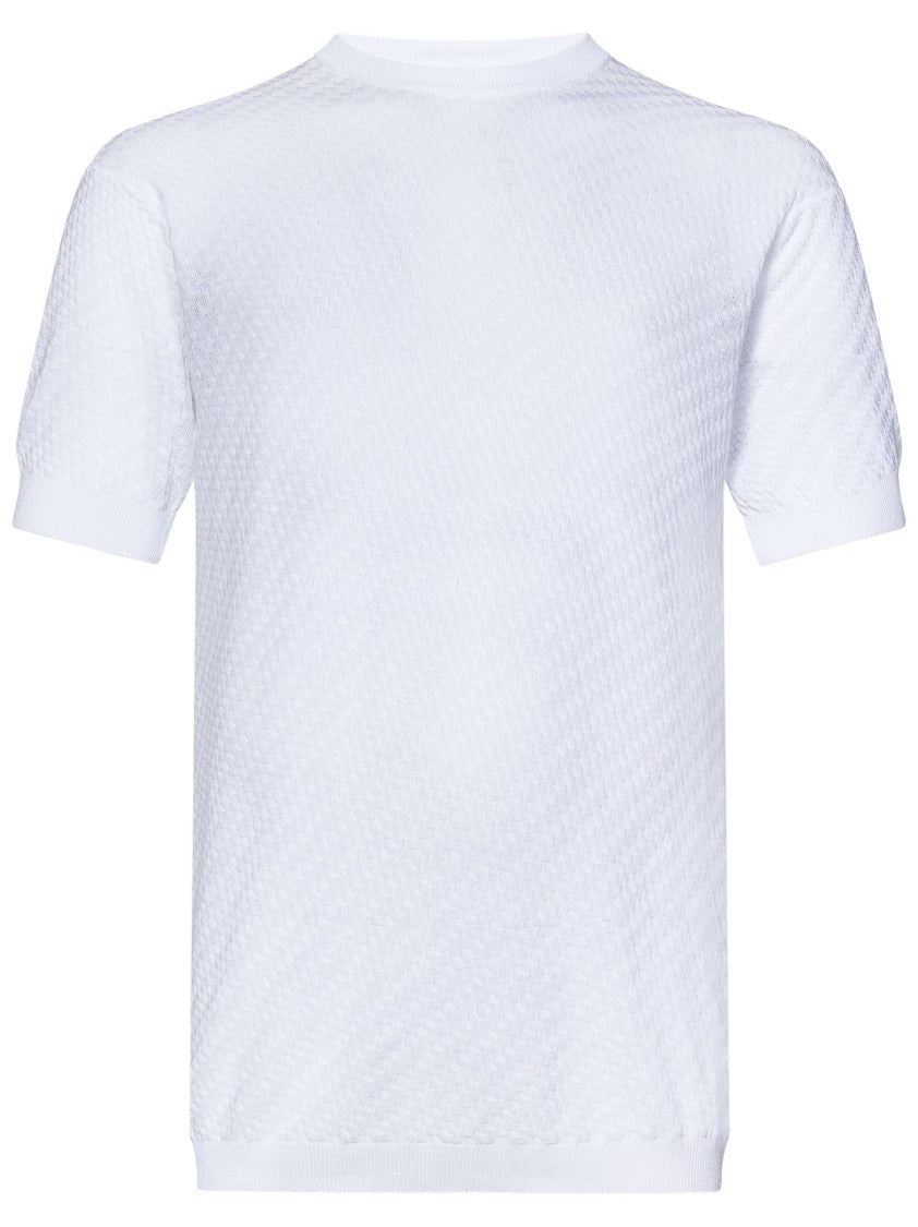 Low Brand Crewneck T-Shirt In Textured Jacquard Cotton