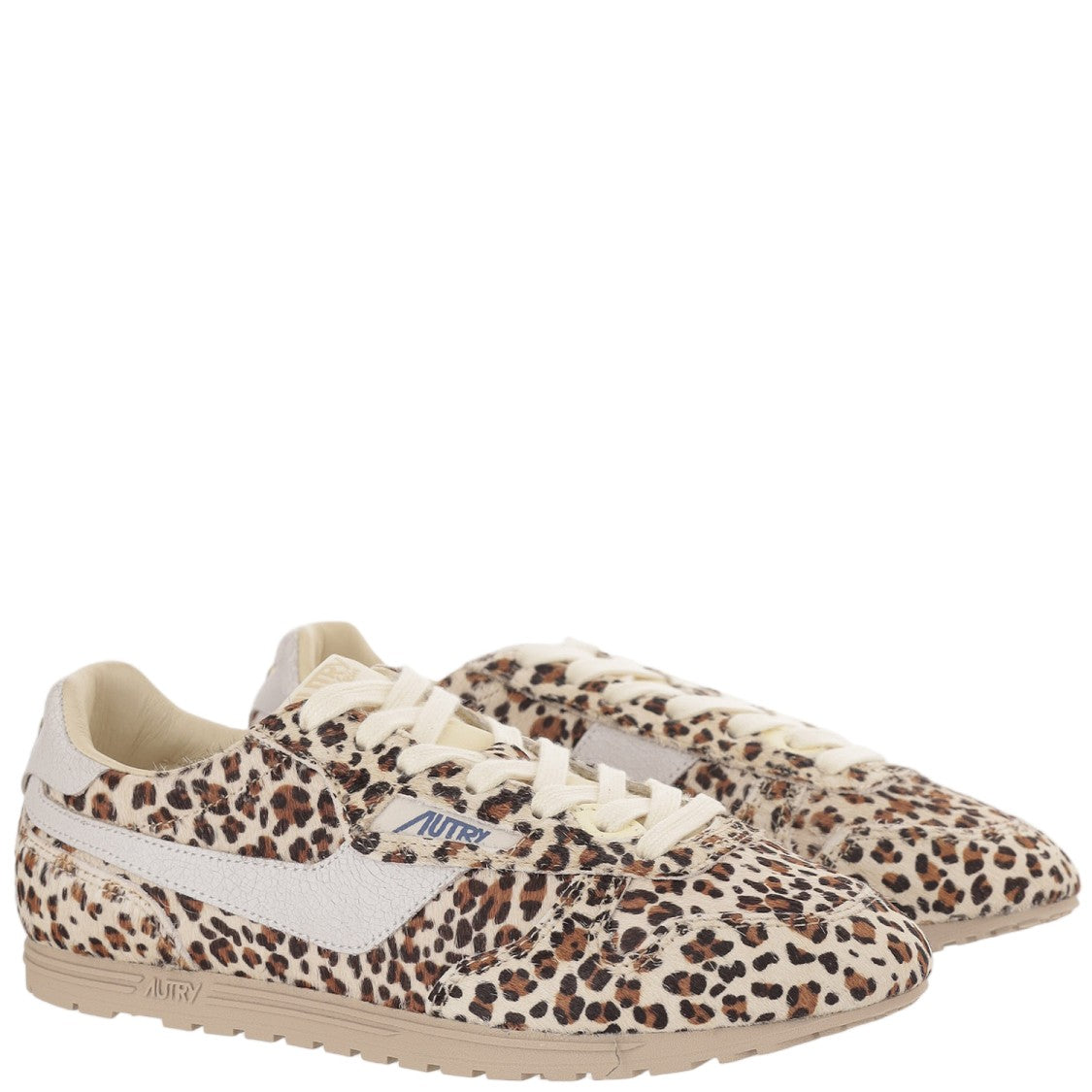 Autry Pony Skin Low-Top Sneakers With Animal Print And Contrast Heel Tab