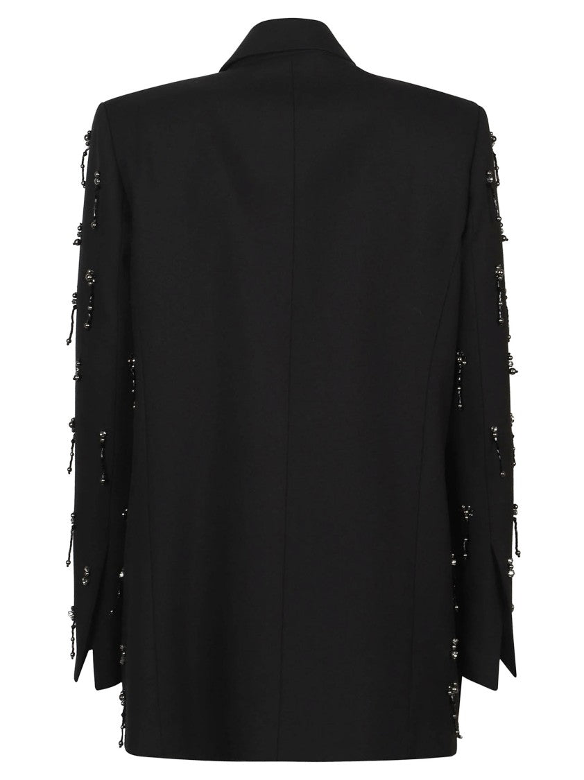 Pinko Embellished Oversized Jacket With Crystal Rhinestones