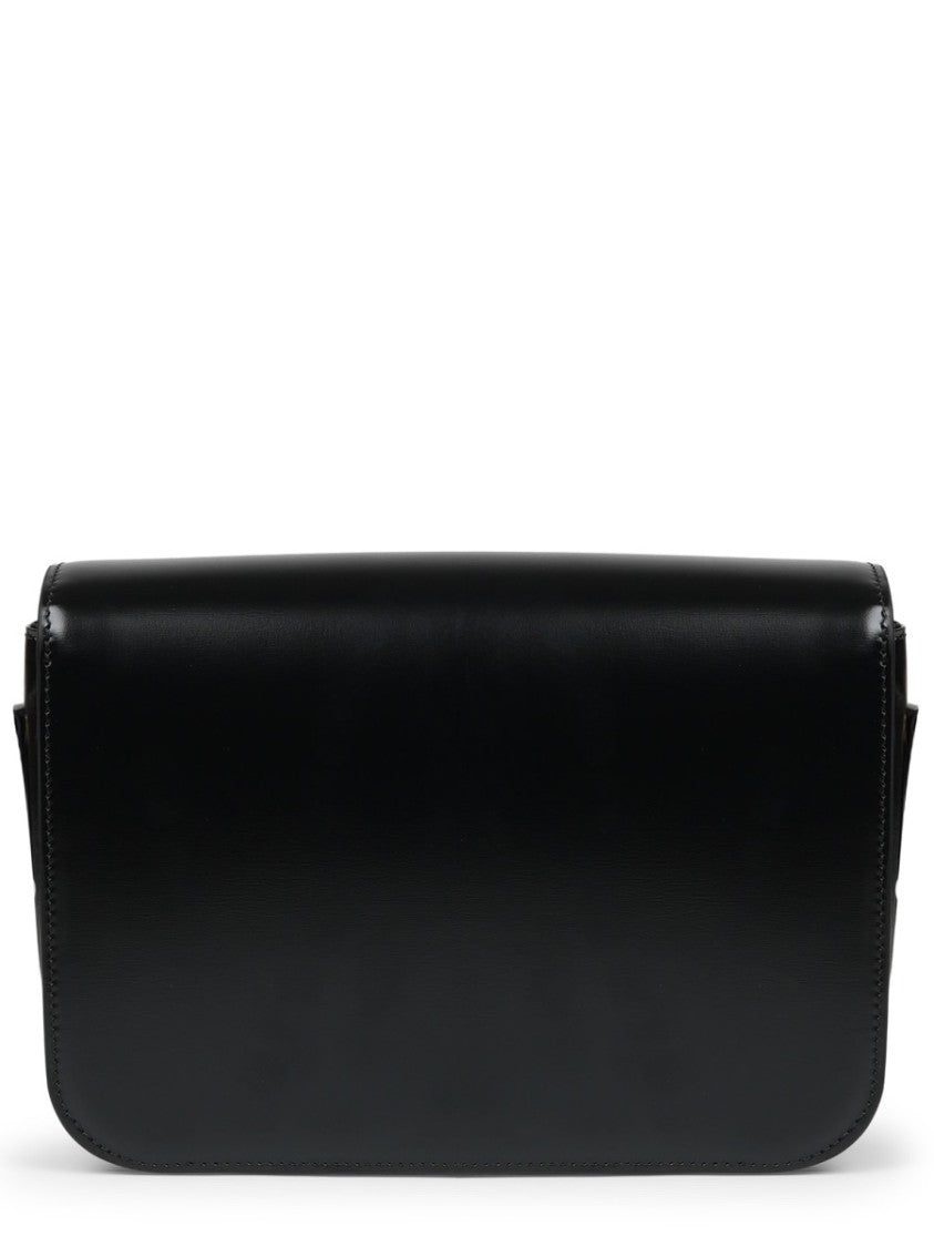 Celine Rectangular Leather Shoulder Bag With Gold-Tone Clasp