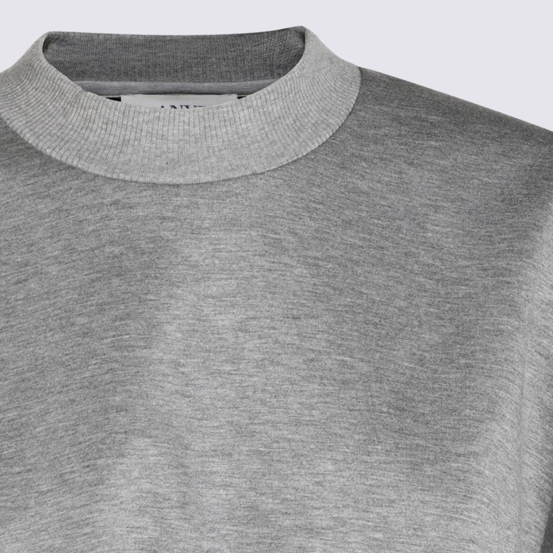 Lanvin Heather Grey Sweatshirt With Structured Wrap Detail And Ribbed Accents
