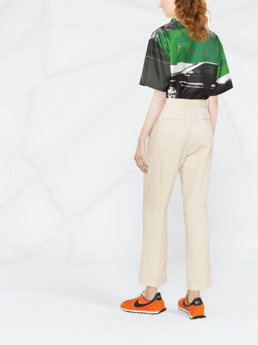 Msgm Tailored Trousers With Linen-Lyocell Blend And Finish