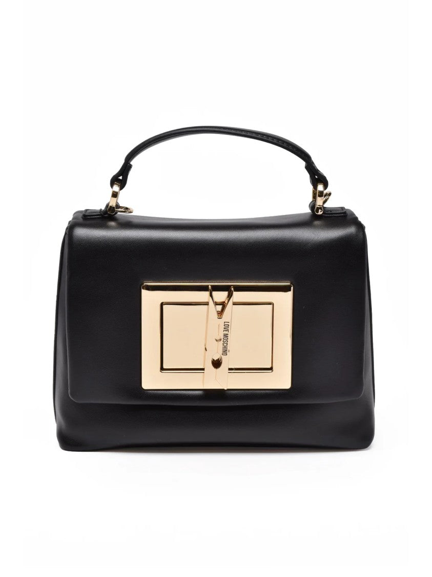 Love Moschino Black Combination Lock Polyurethane Shoulder Bag