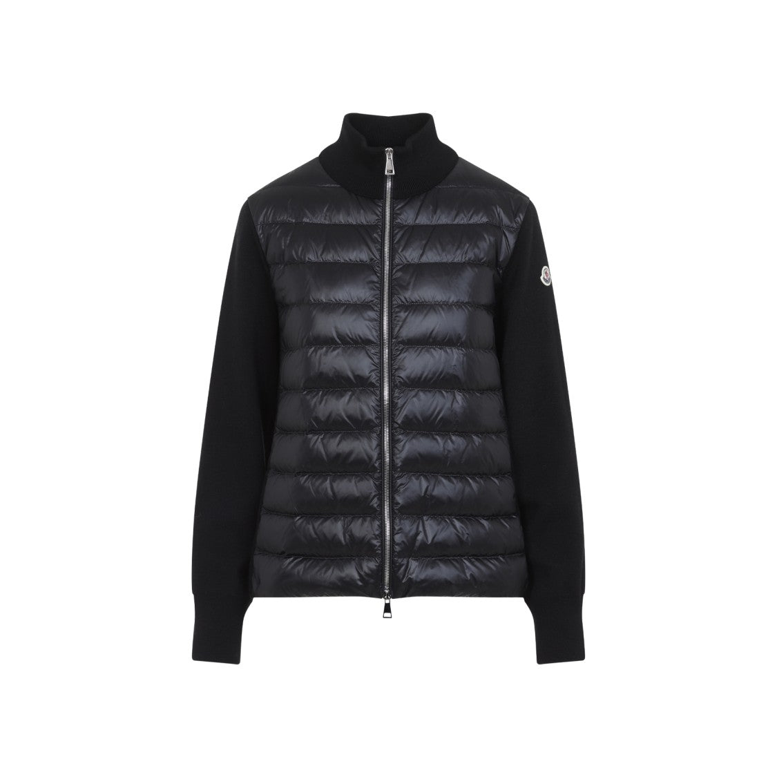 Moncler Quilted Black Jacket With Padded Panels