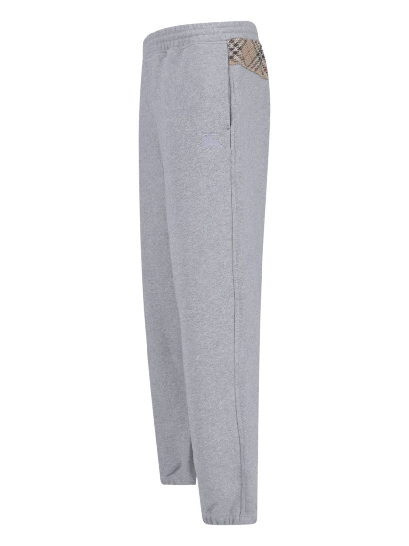 Burberry "Check" Tracksuit Bottoms In Grey Cotton