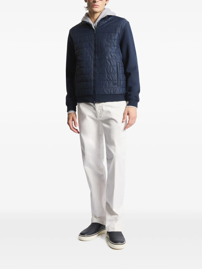 Fay Quilted Front Panel Smooth Fabric Jacket