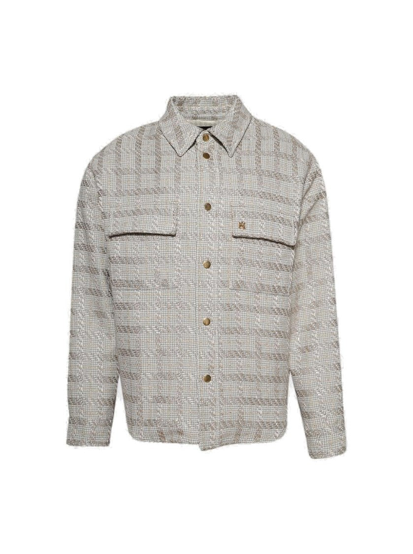 Amiri Check Boucle Padded Overshirt Pale Mint