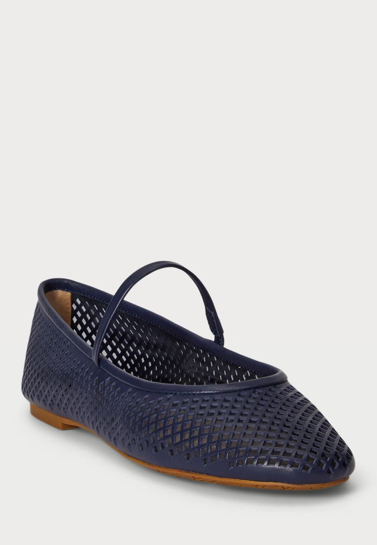 Lauren Ralph Lauren Navy Blue Perforated Ballerina Flats