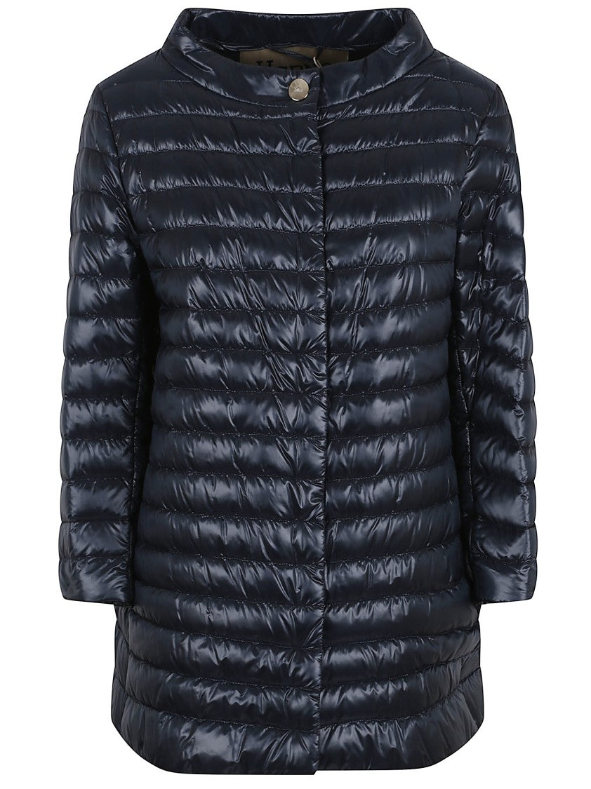 Herno Quilted Black Jacket With High Collar
