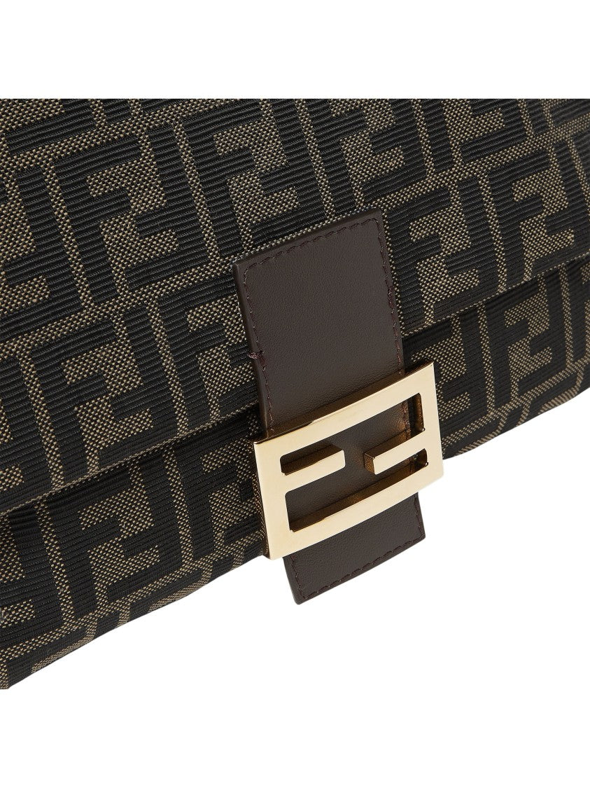 Fendi Ff Zucca Jacquard Flap Bag With Gold-Finish Hardware