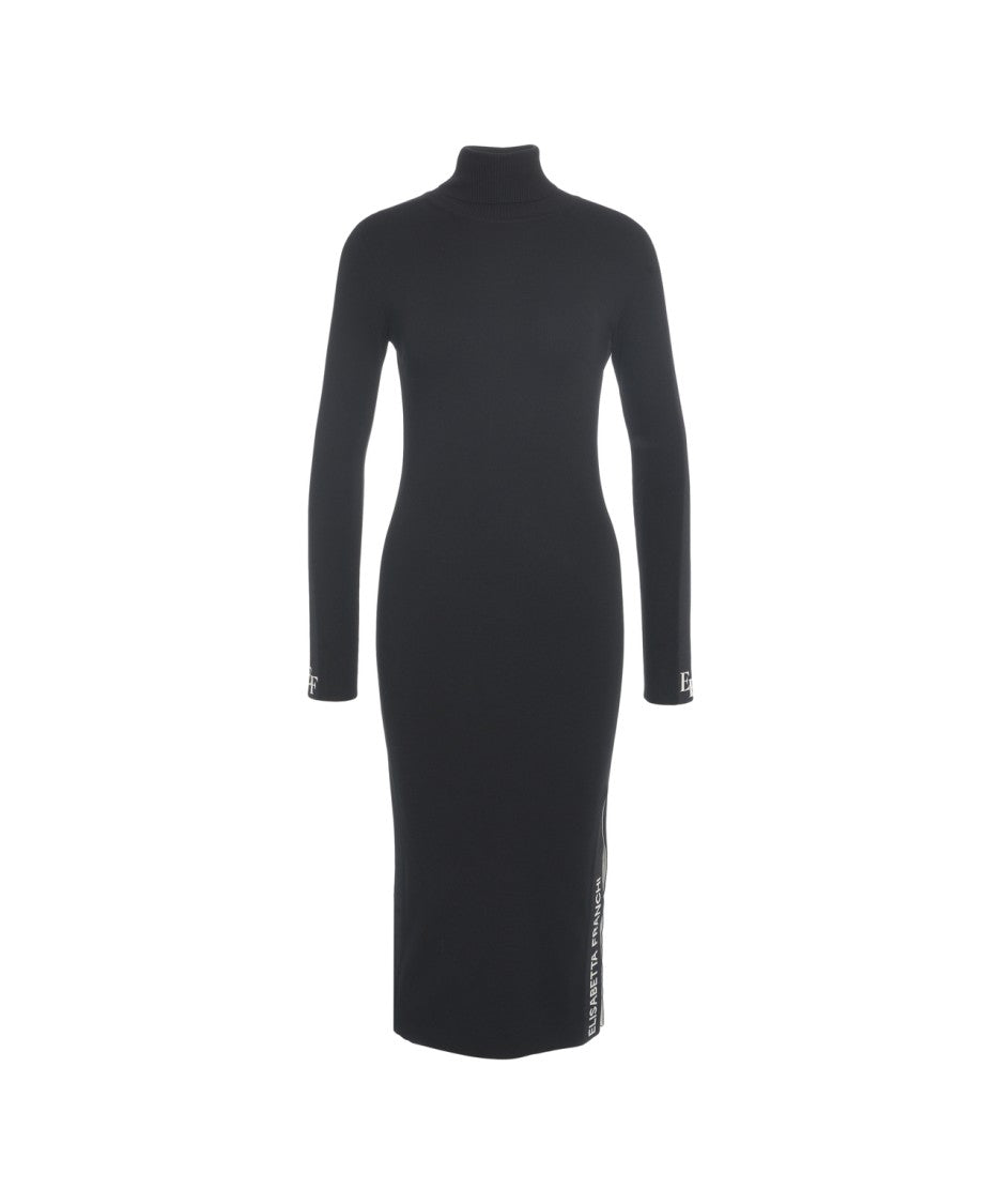 Elisabetta Franchi Midi Dress With High Collar