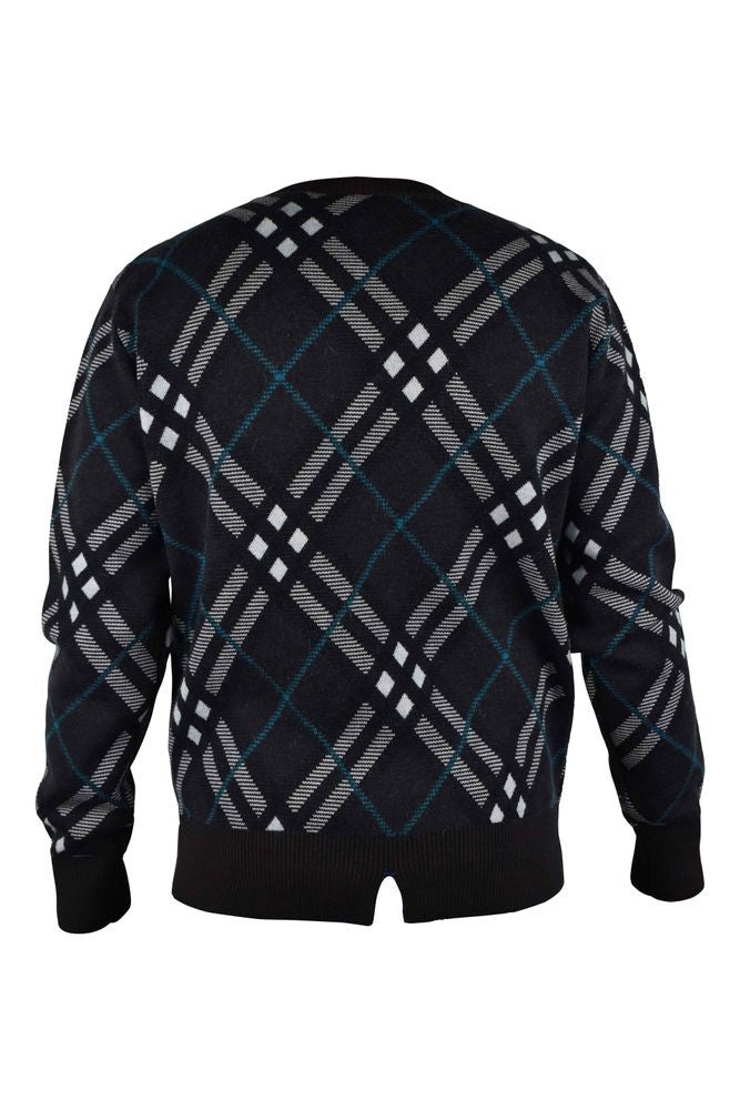 Burberry Brown And Black Wool Sweater With Check Pattern