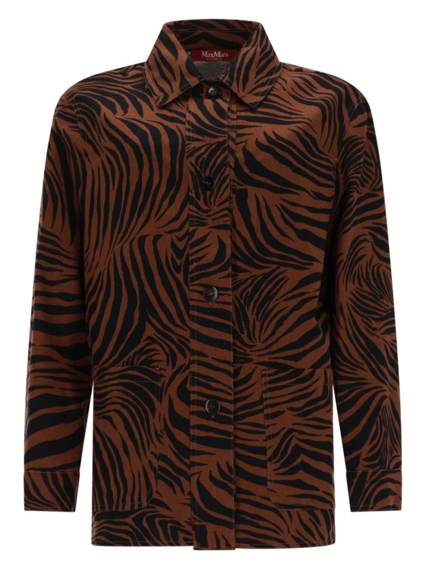 Max Mara Panino Zebra-Inspired Cotton-Linen Shirt