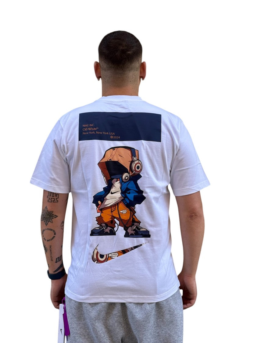 Nike X Off-White Artistic Cartoon Graphic T-Shirt With Metallic Accents