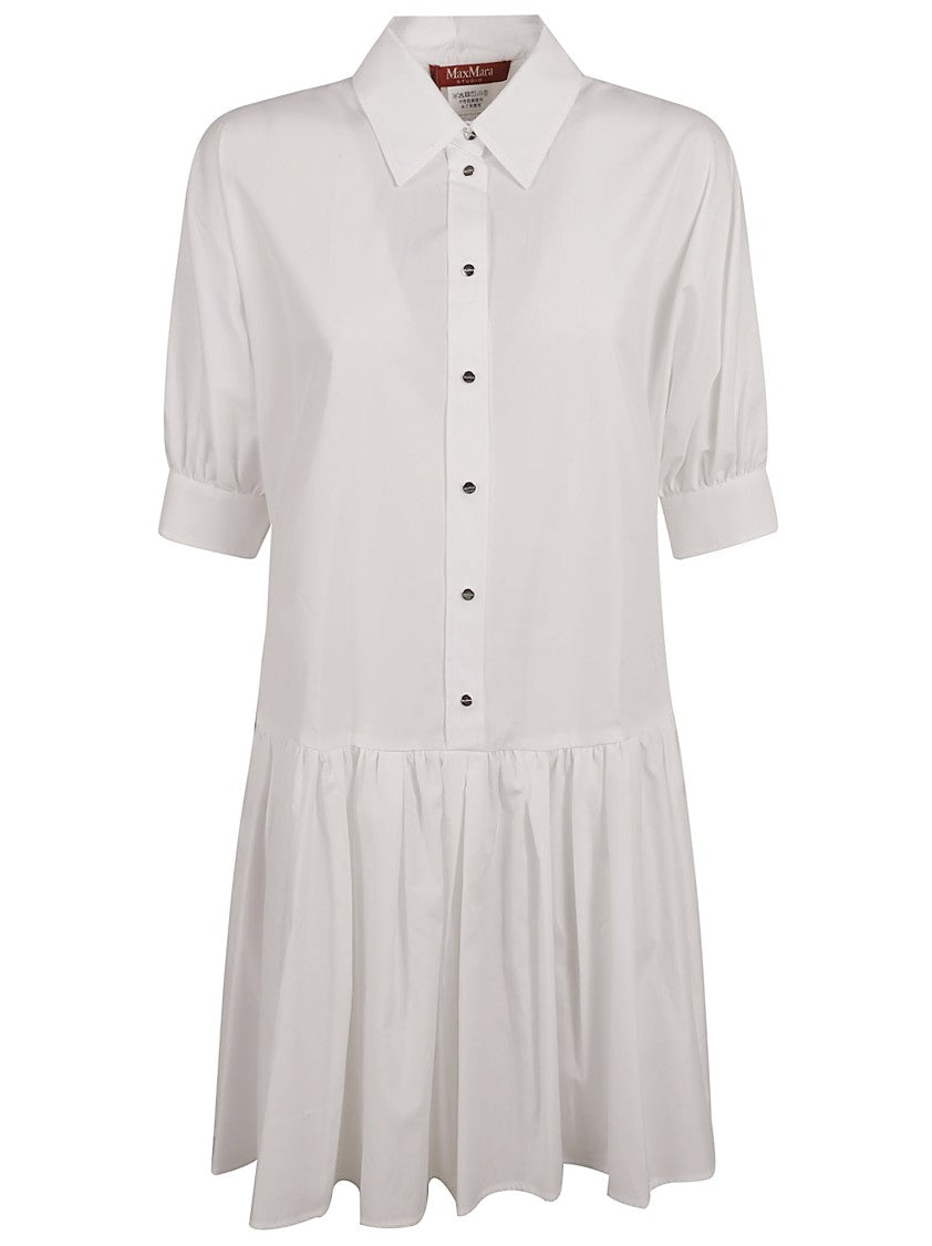Max Mara Classic Button-Down Dress With Puff Sleeves