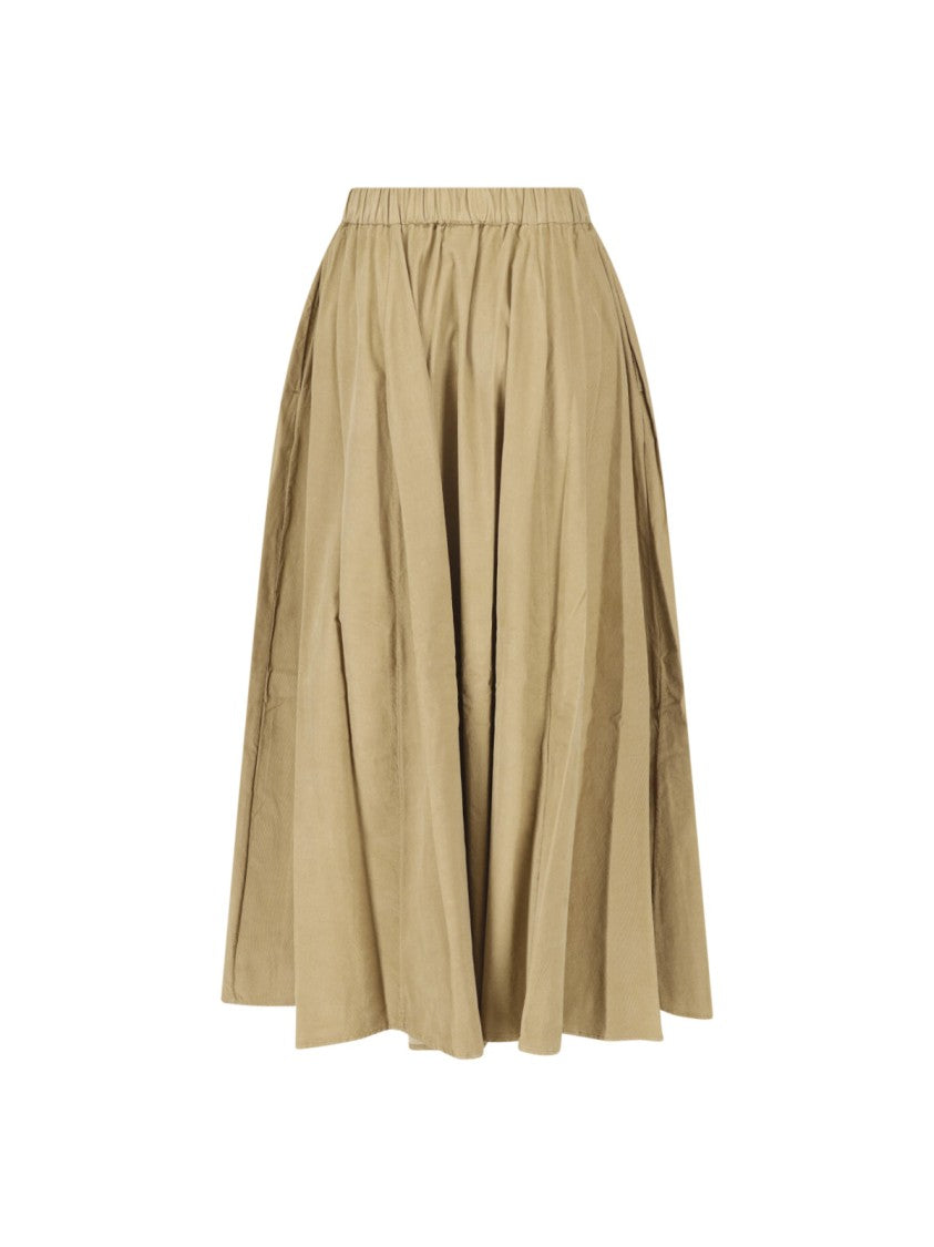 Aspesi Relaxed Flared Elastic Waistband Midi Skirt
