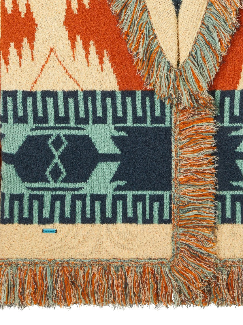 Alanui Fringed Geometric Pattern Cardigan With Matching Belt