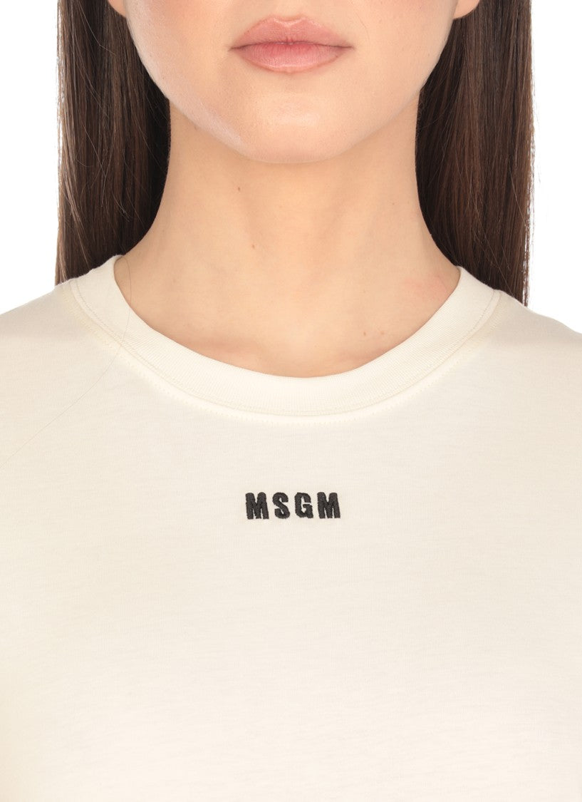 Msgm Ivory Cotton Dress