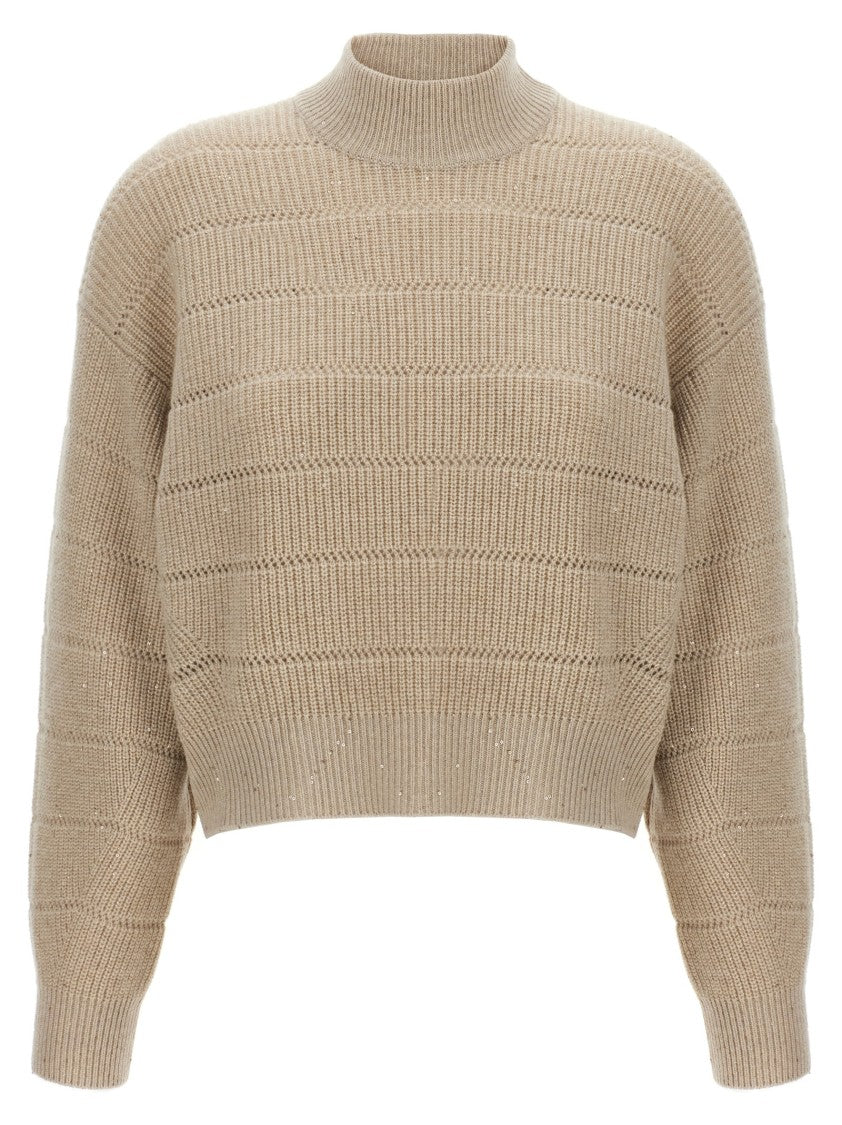 Brunello Cucinelli Rustic Dazzling Net' Cropped Sweater
