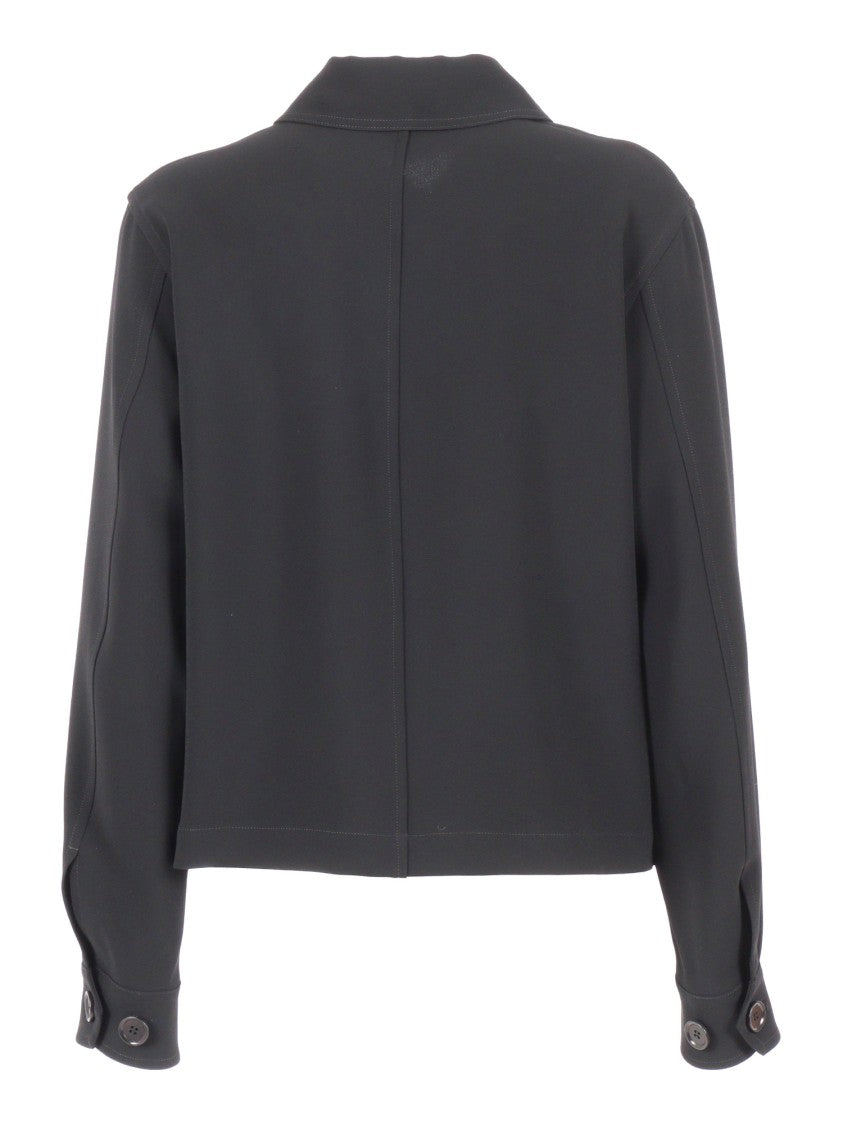 Aspesi Cropped Black Jacket With Classic Collar