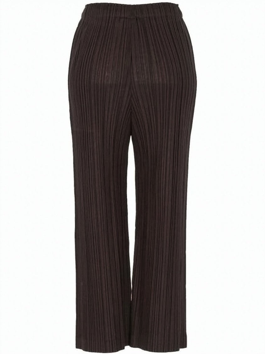 Pleats Please Wide-Leg Pleated Pants With Cropped Ankle Length